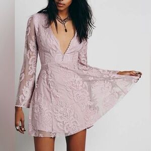 Free People Reign Over Me Lavender Lace Mini Dress - Size 4